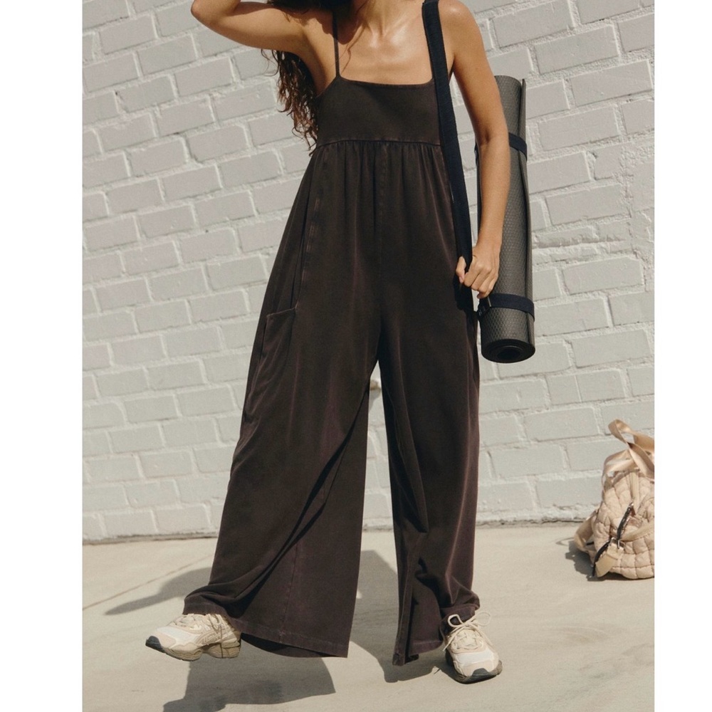 Free People Hot Shot Strappy Onesie Jumpsuit Black Small